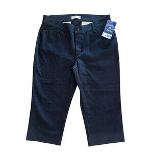 NWT Lee By Lee Black Slimming Cropped Pants Relaxed Fit Women’s Size 14 M NEW